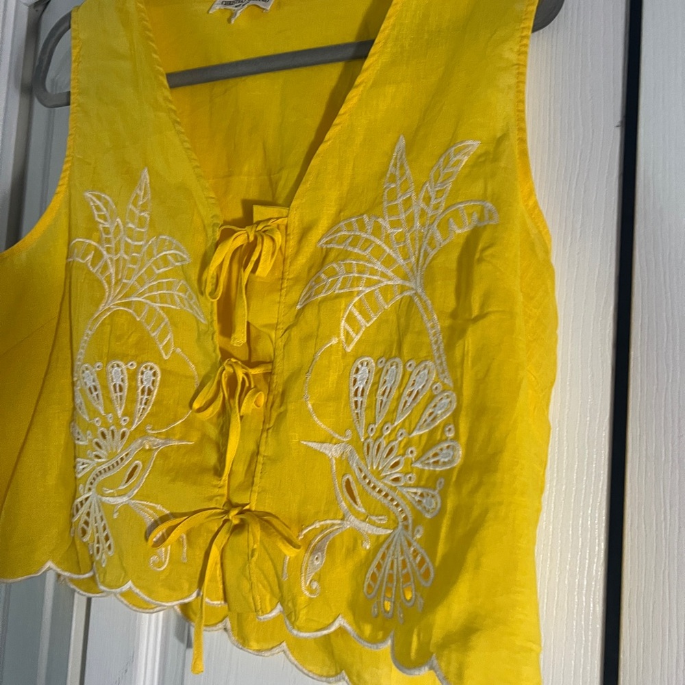 Christian Siriano Yellow Sleeveless Crop Tank Top - Picture 6 of 12